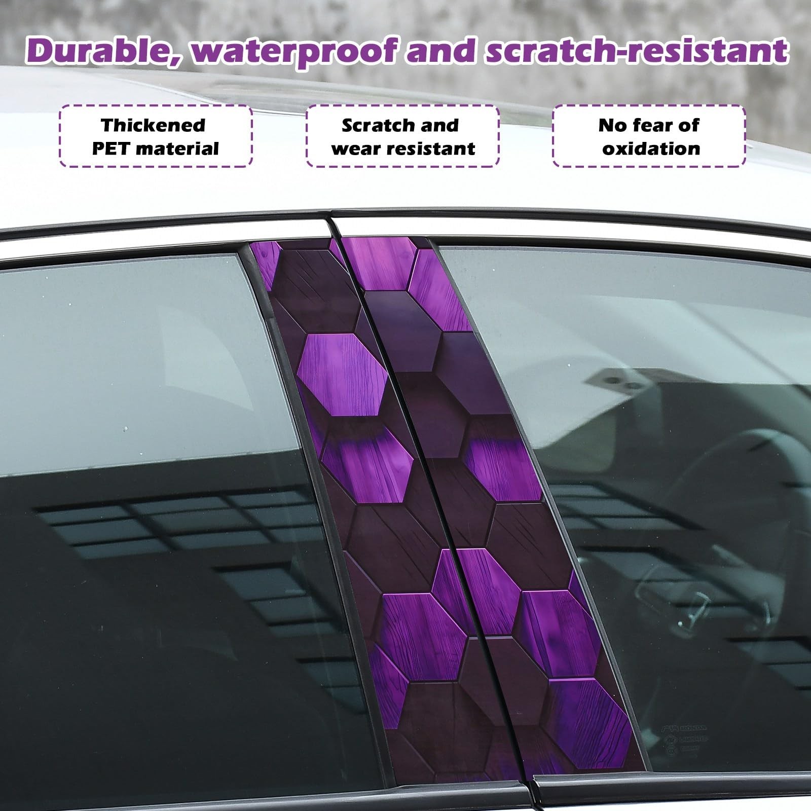 1 Pair Car Center B-Pillar Vinyl Stickers, Waterproof Sun Protection Scratch …