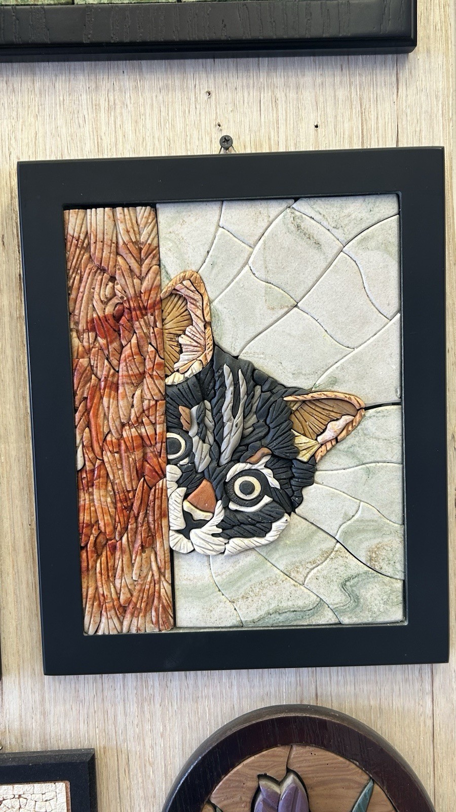 peekaboo cat mosaic wall art 3D effect- hand made-