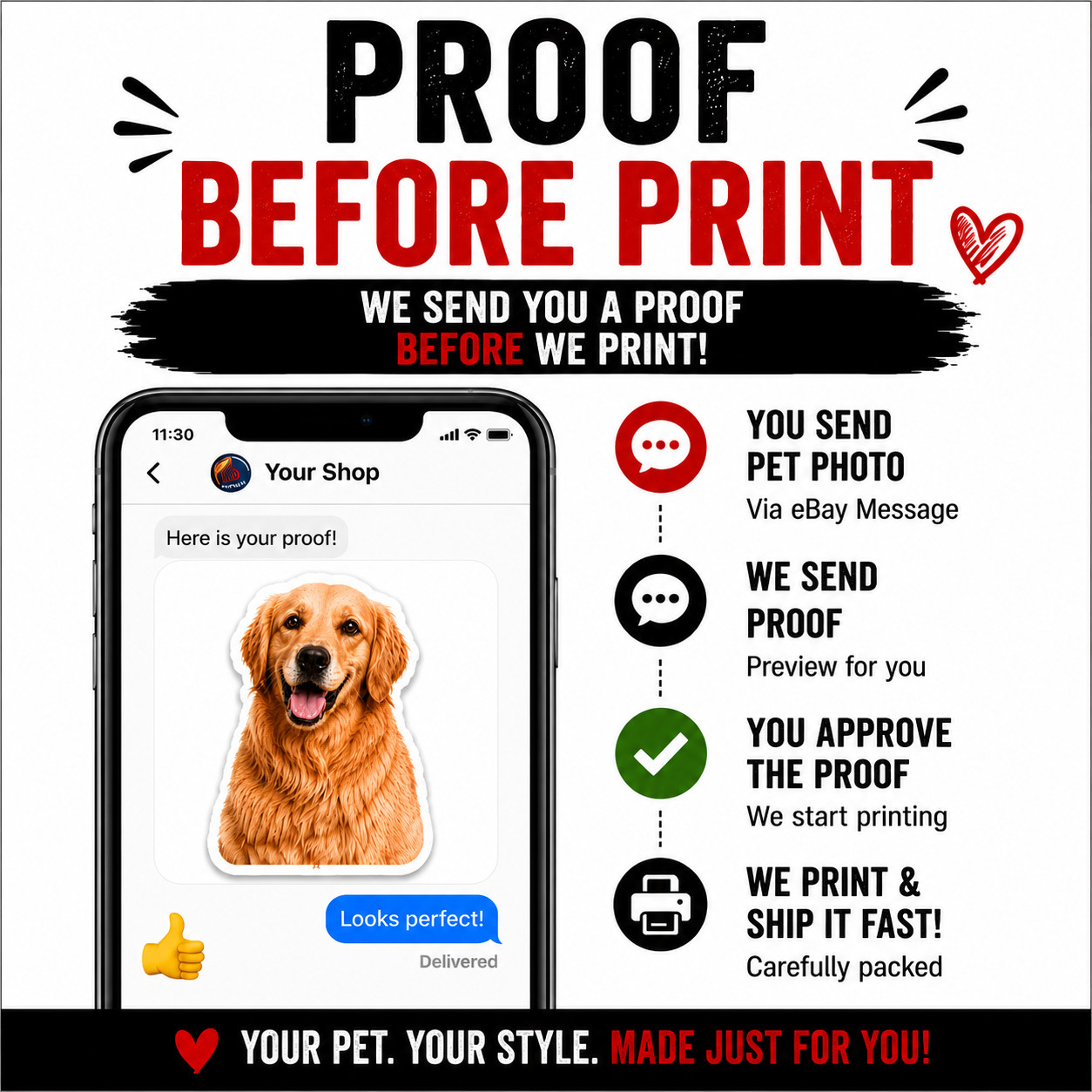 Custom Pet Sticker From Photo | Dog Cat Vinyl Decal | Waterproof 2-20 Inch