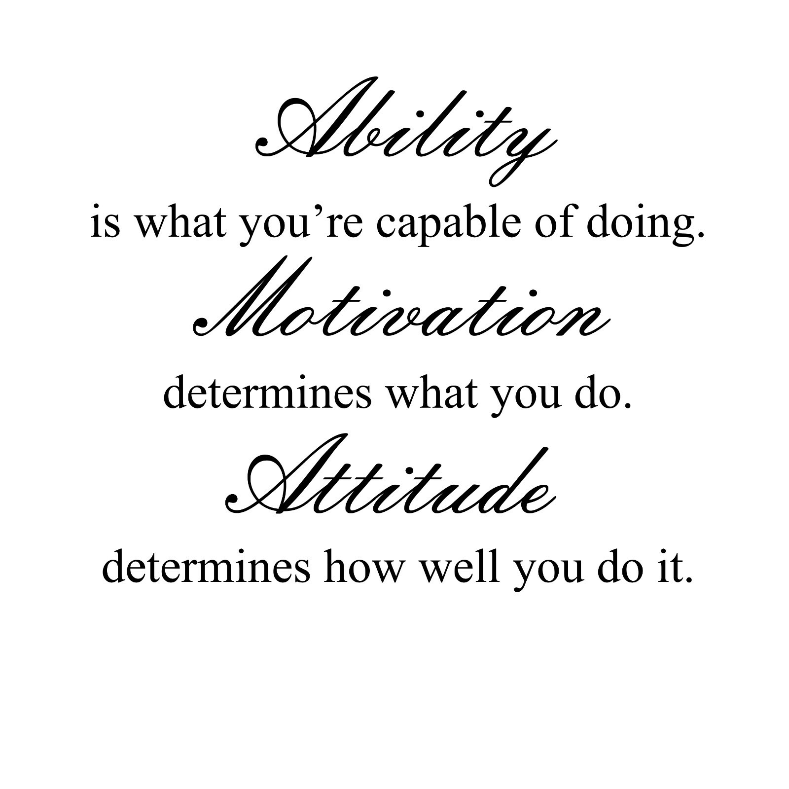 Motivation Ability Attitude Positive Quote Office Vinyl Wall Mural Decor Sticker