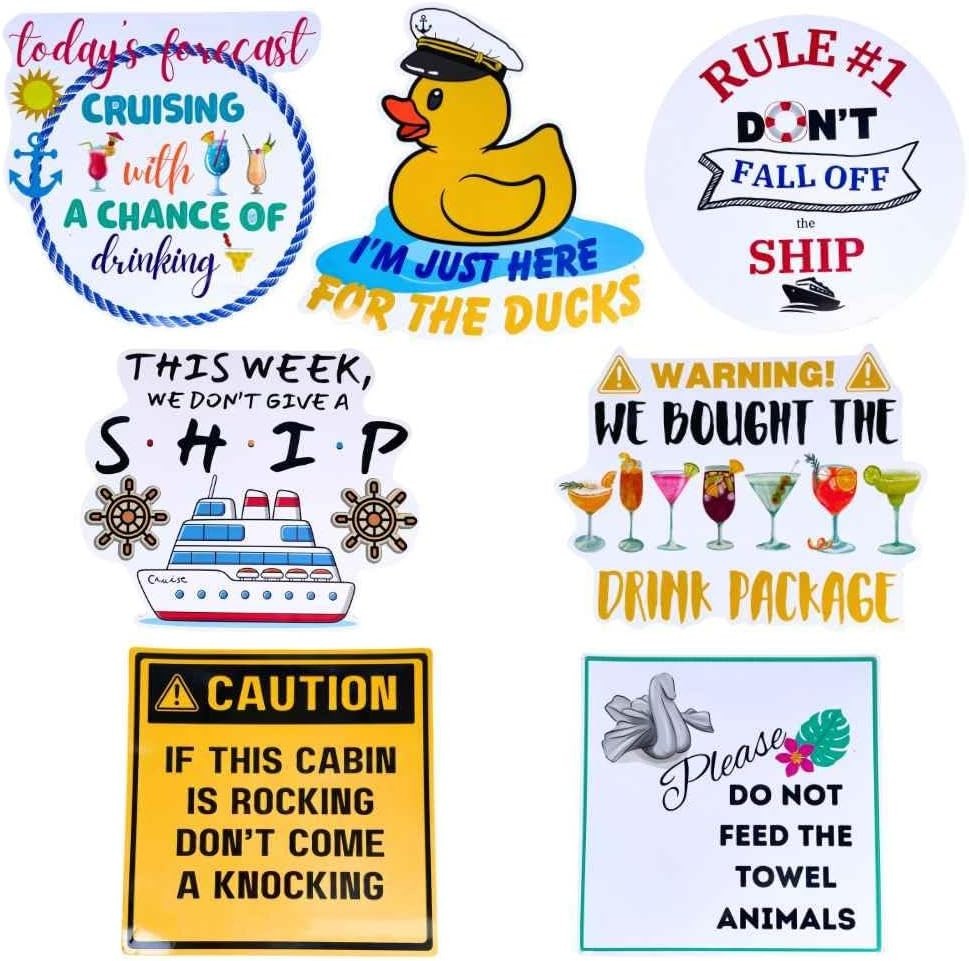 YJ PREMIUMS 7 Pices Funny Cruise Ship Magnets for Door Decorations Cabin Signs