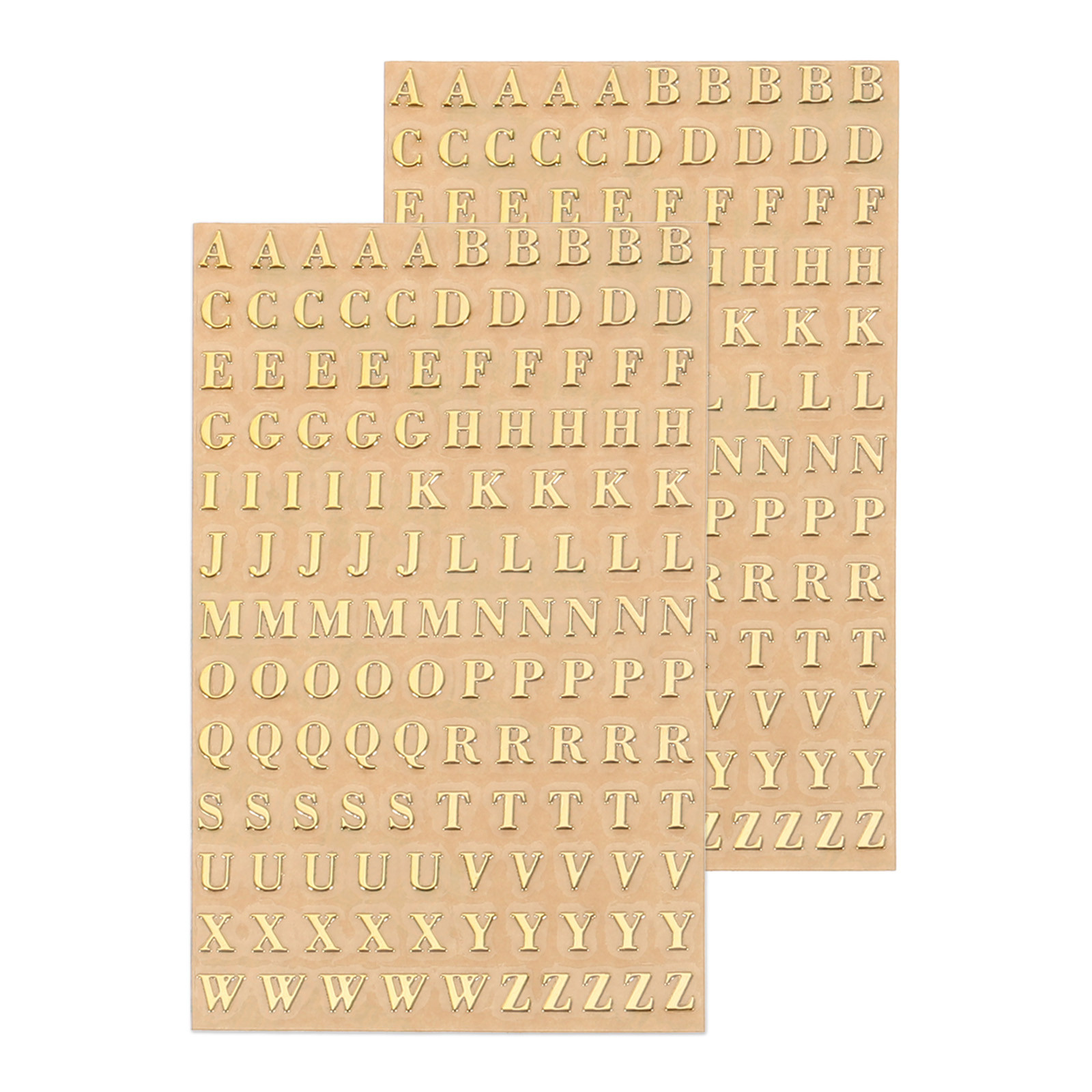 2 Sheets Letter Resin Stickers A to Z Gold Uppercase 3mm