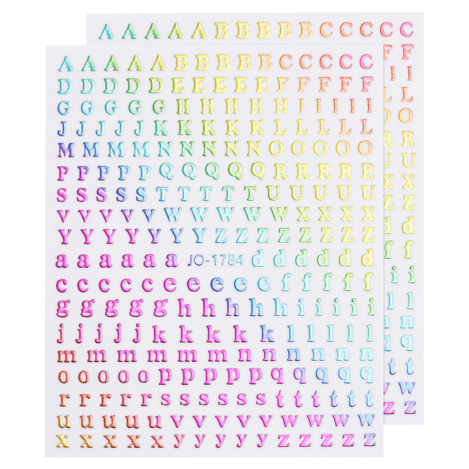 2 Sheets Letter Nail Stickers Self-Adhesive Alphabet Nail Stickers DIY Rainbow
