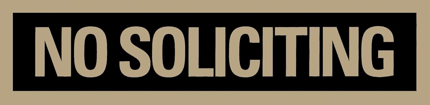 Self-Stick Sign, "NO SOLICITING" Sign, 2 x 8 Inches, Black and Gold, Made in USA
