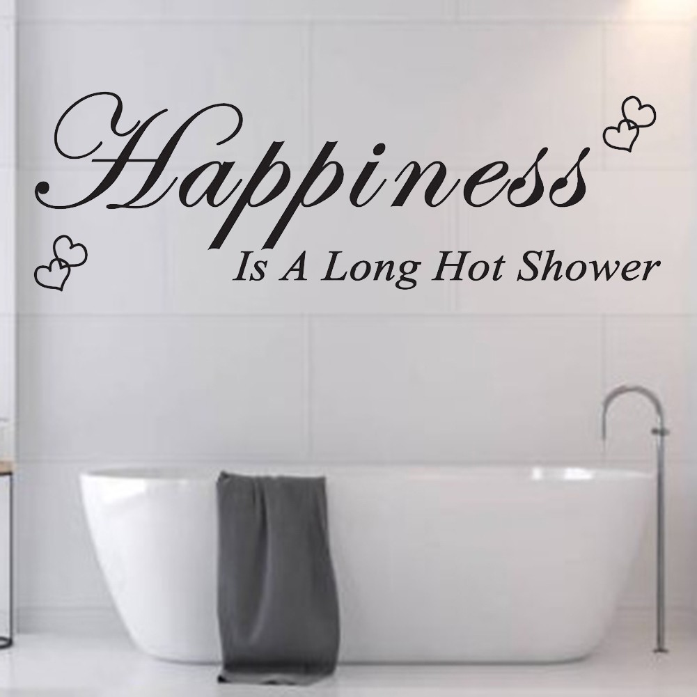 Brand New Wall Sticker 25*75cm Bathroom Happiness Is A Long Hot Shower