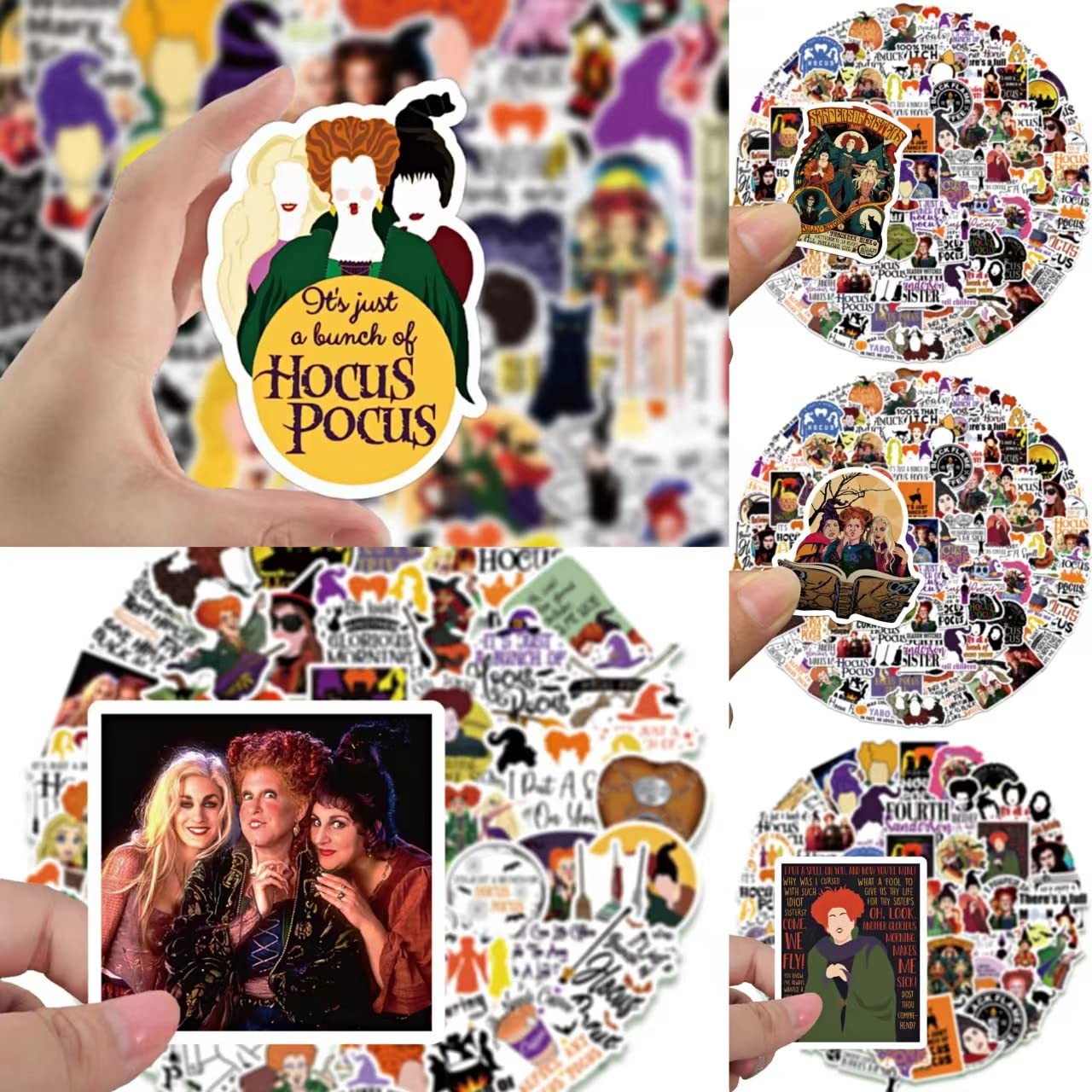 100Pcs Halloween Stickers – Witch Theme Vinyl Waterproof 1.5~2.4 Inches, Black