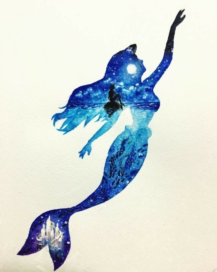 Mermaid Abstract Art Vinyl Sticker | Sea Ocean Waterproof Aesthetic Sticker