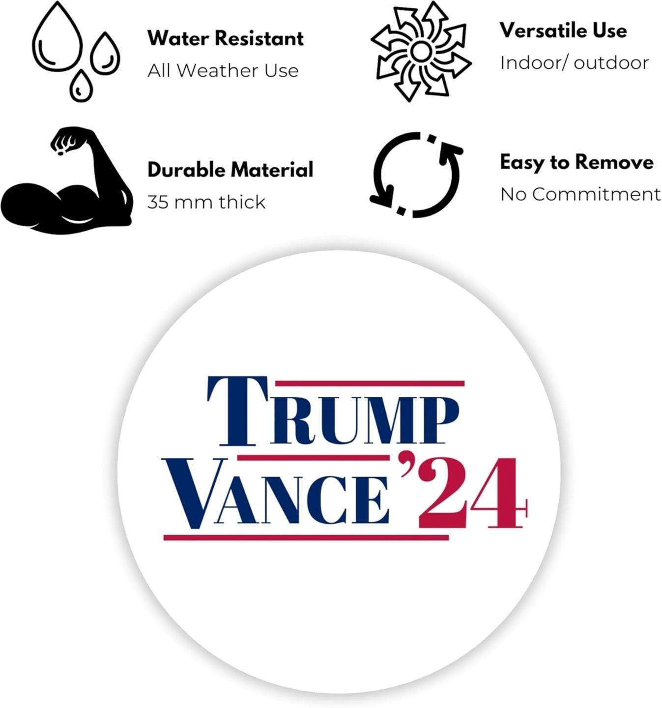 Mini White Vintage Trump Vance 2024 Campaign Car Magnet 3-1/2 Inch Pack of 5