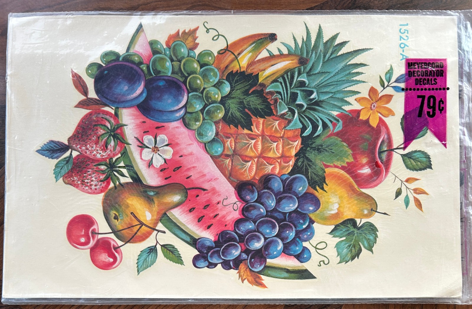 VTG Meyercord Decorator Decals Mix FRUIT 1526-A Wall or Anywhere Decor 8.5 x 13"
