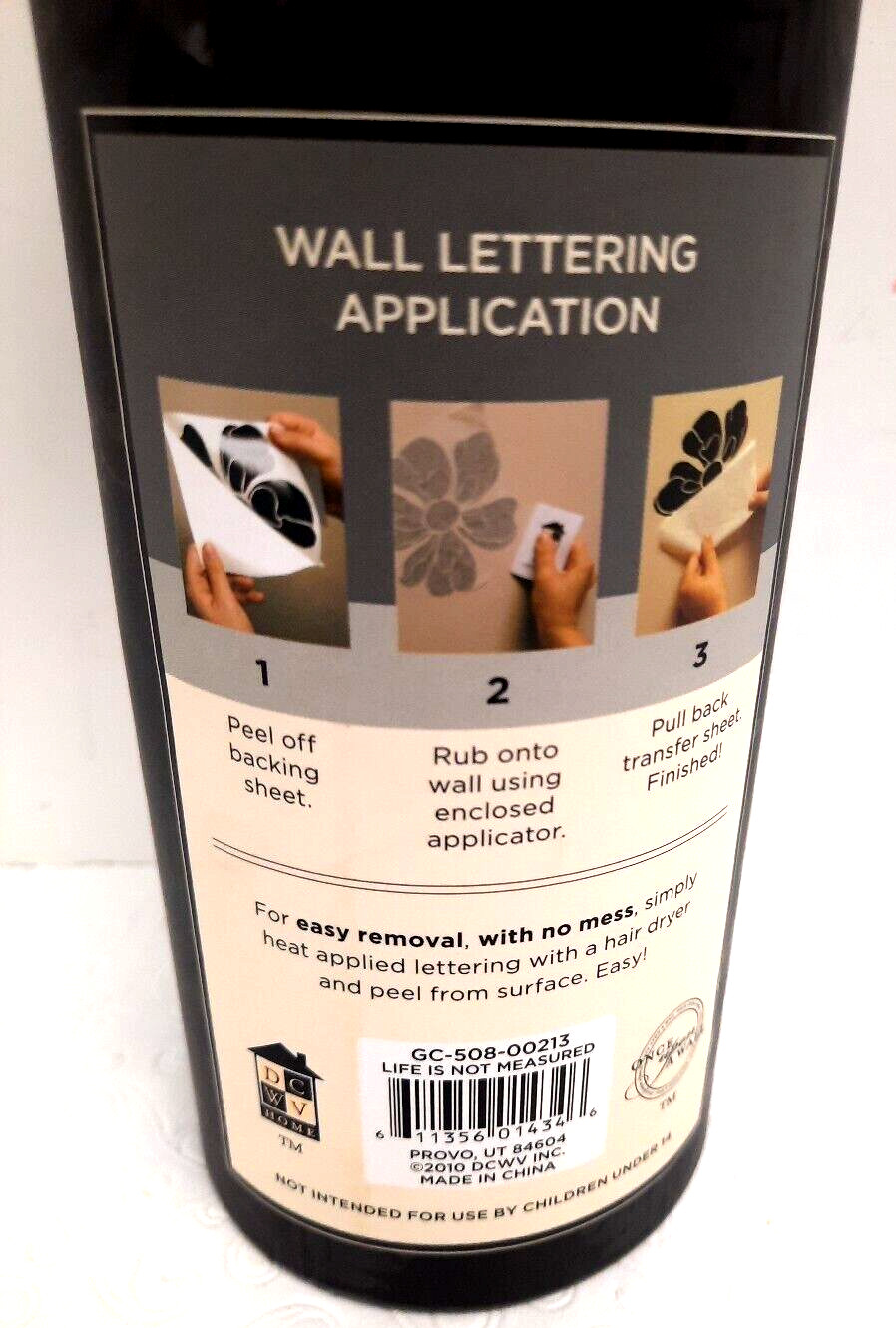DCWV Designer Wall Lettering 'Life Is Not Measured by" Easy to Apply/Remove