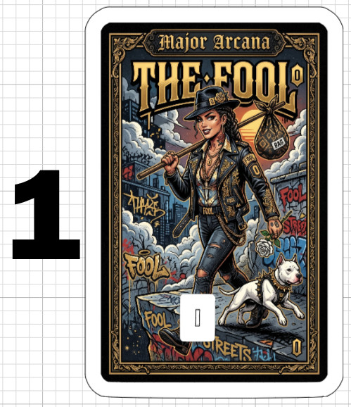 Gangster Woman THE FOOL Tarot Card Credit Debit ATM Skin Sticker Psychic Gift