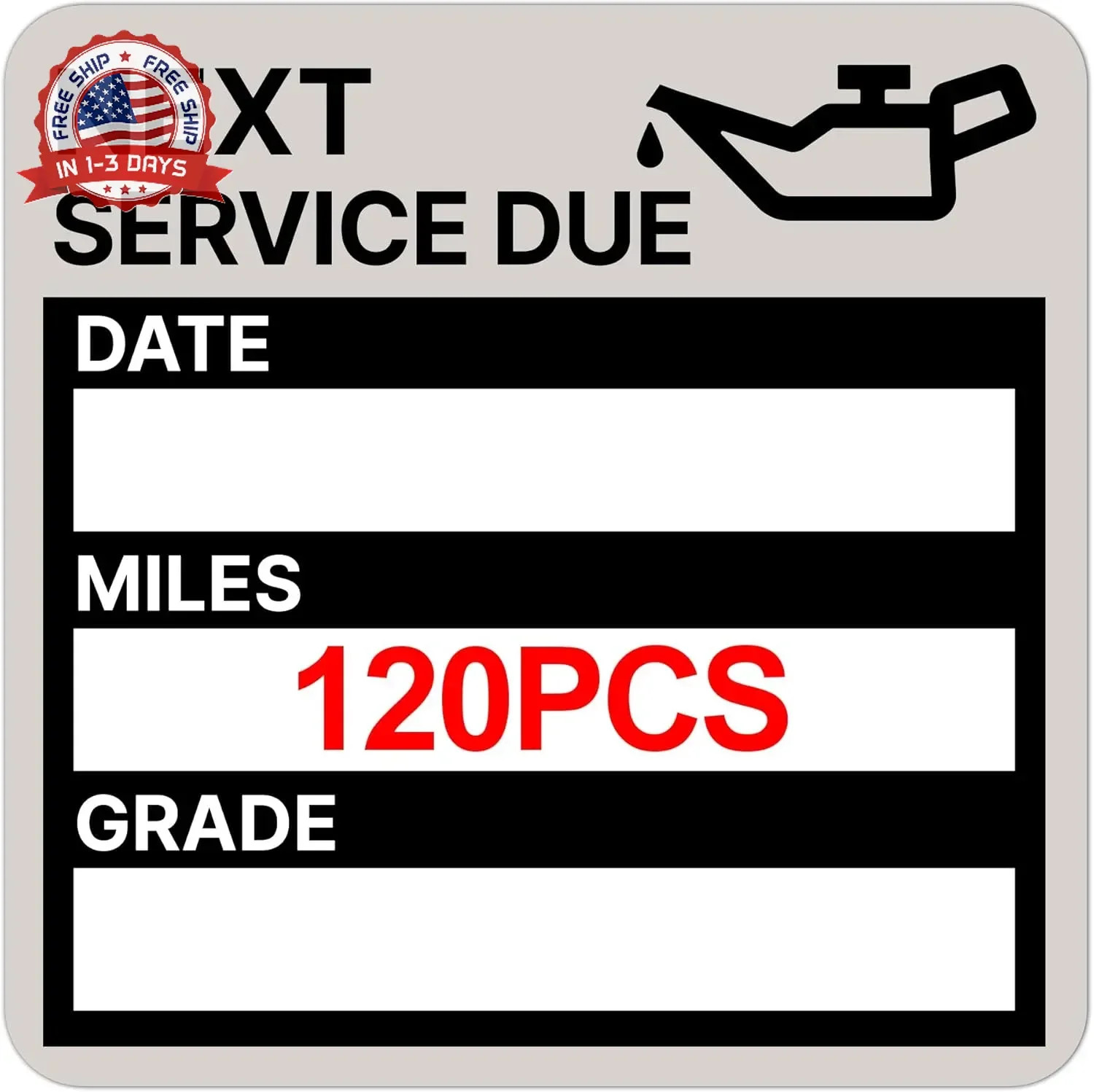 for Oil Change Sticker Static Cling, Clear Stickers 120 Pcs 2"x 2" Next Service