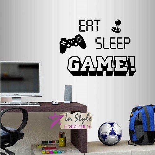 Vinyl Decal 3D Eat Sleep Game Video Games Controller Gamer Wall Sticker 2466