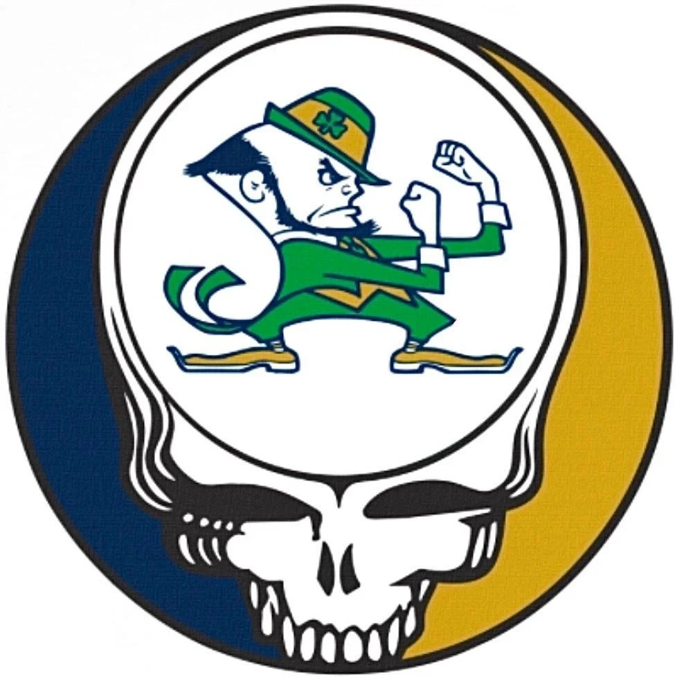 GRATEFUL DEAD Notre Dame Fighting Irish Stealie Sticker **NEW* Measures 4" x 4"