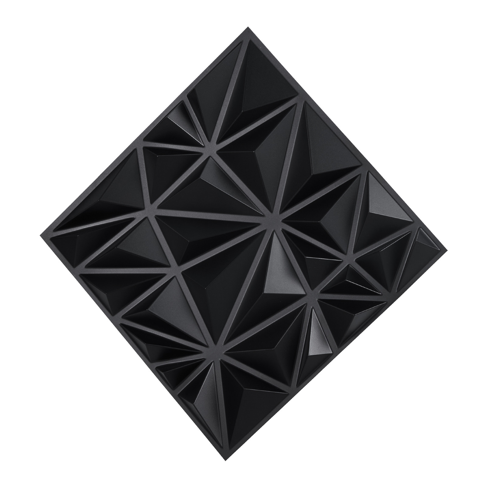 3D Wall Panels 33-Pack 11.81 x 11.81" PVC 32 Sq.Ft Coverage Diamond Matte Black