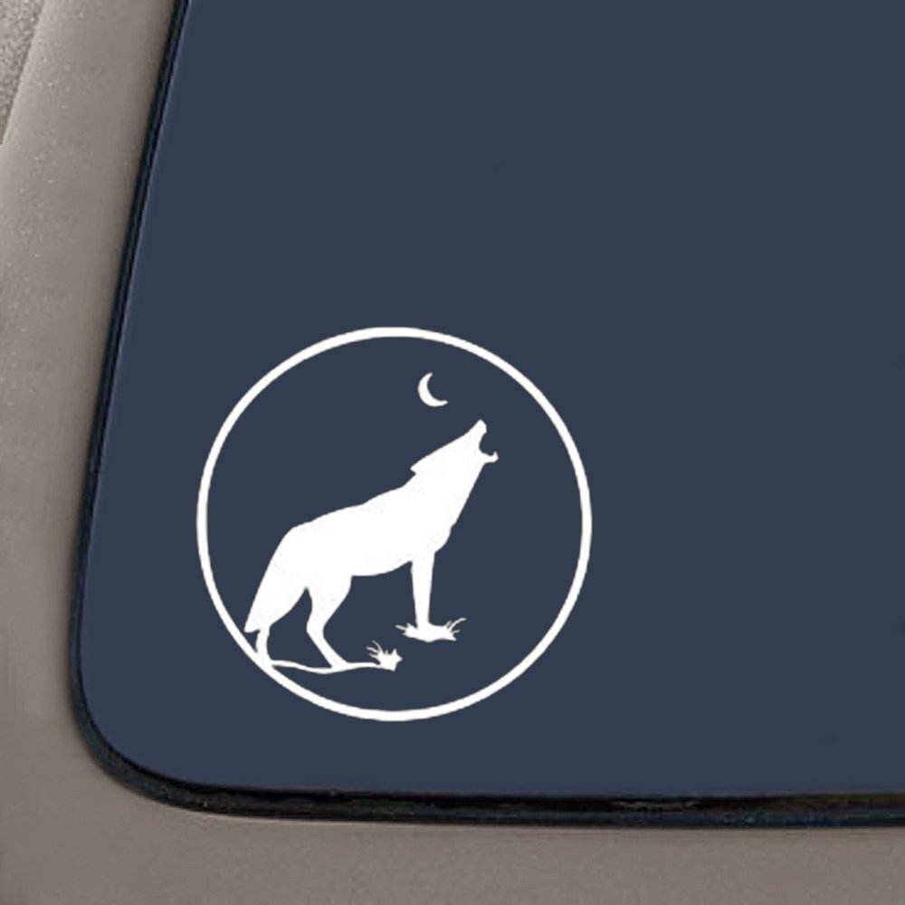 CMI NI639 Howling Wolf Decal | 5.5-Inches | Premium Quality White Vinyl Decal
