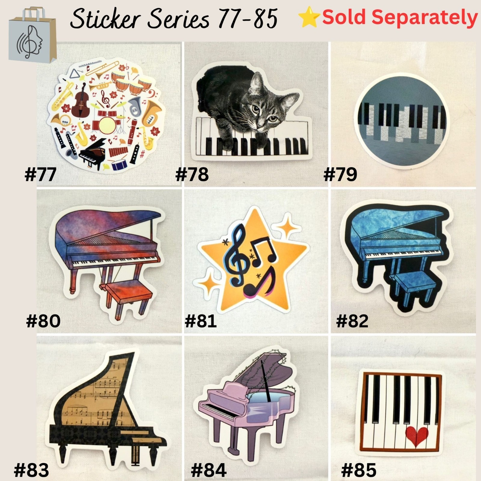 Music Notes Star Vinyl Sticker 2in No81