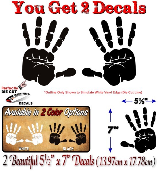 2 HANDPRINT 7" Decals Solid Color Vehicle Hand Print Zen Mystic Vinyl Stickers