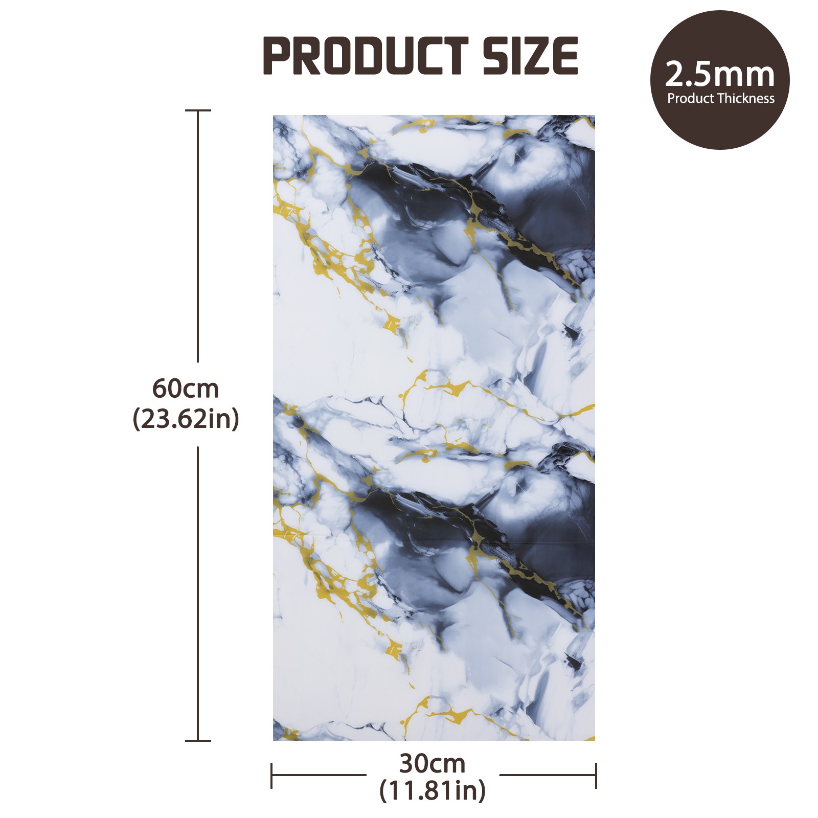 11.8in Peel and Stick Marble Wall Tile Waterproof Self Adhesive Bathroom Decor
