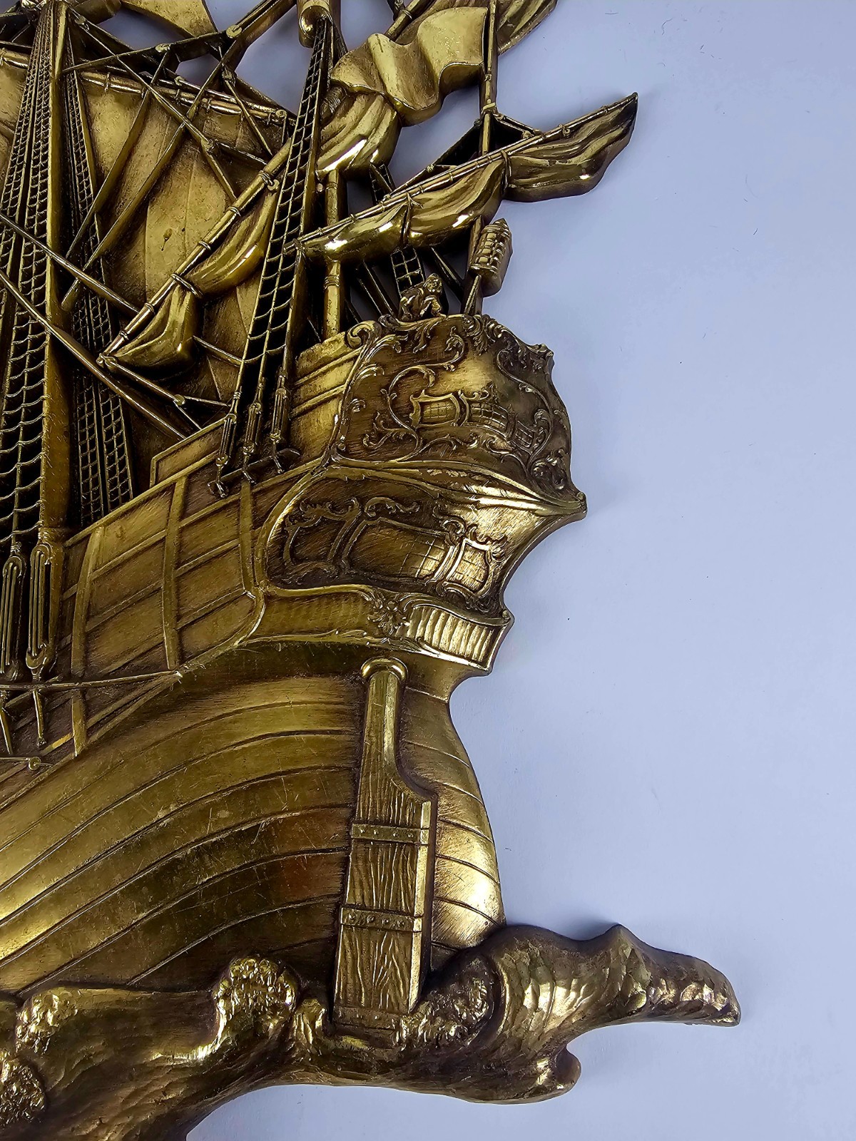MCM 1958 Dart Nautical Clipper Ship Wall Plaque Gold Pirate Sailing Decor
