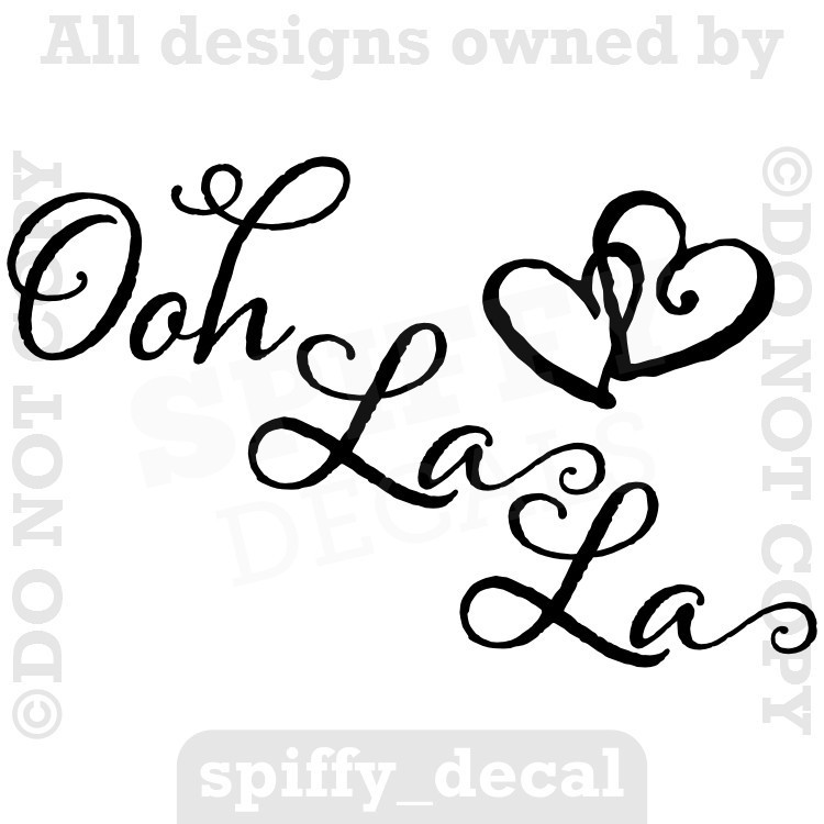 OOH LA LA Paris France Hearts Love Quote Vinyl Wall Decal Decor Art Sticker
