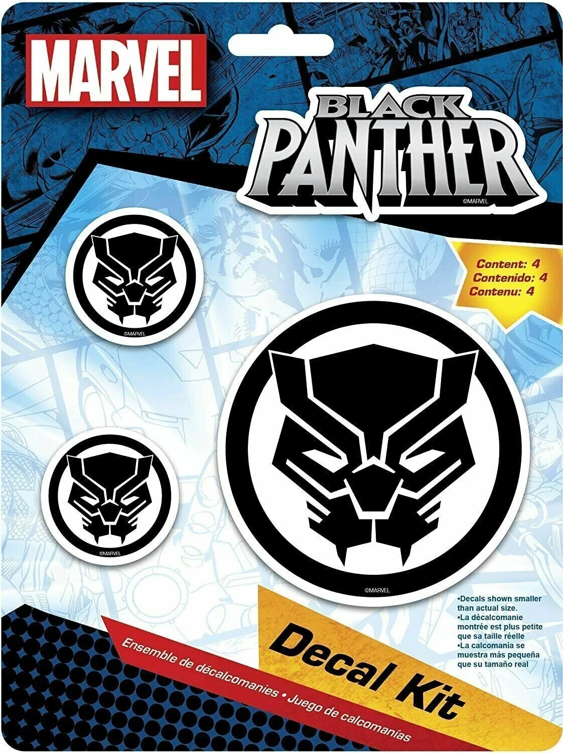 Chroma Marvel Black Panther Self-Adhesive Decal Sticker Kit 4-Pc Craft Gift NIP