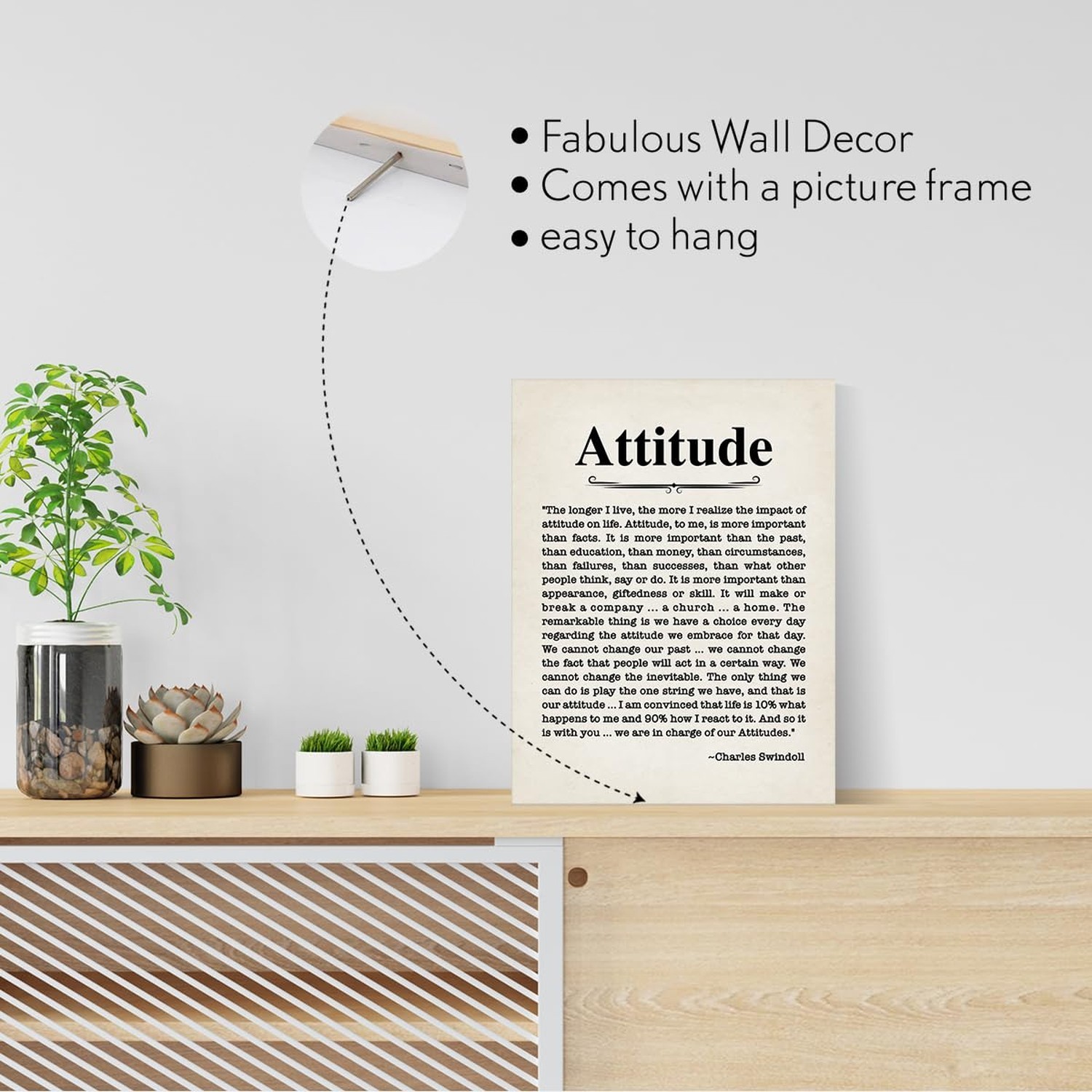 Inspirational Wall Decor Attitude Quote Canvas Painting Framed Wall Art Decor…
