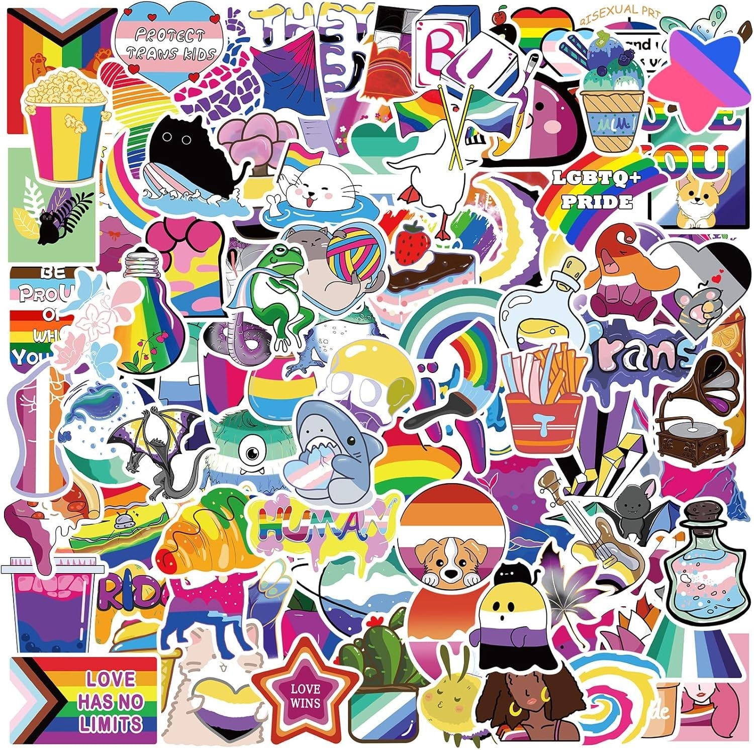 200 PCS Mixed LGBTQ+ Pride Stickers – Assorted Designs for Ultimate Celebration