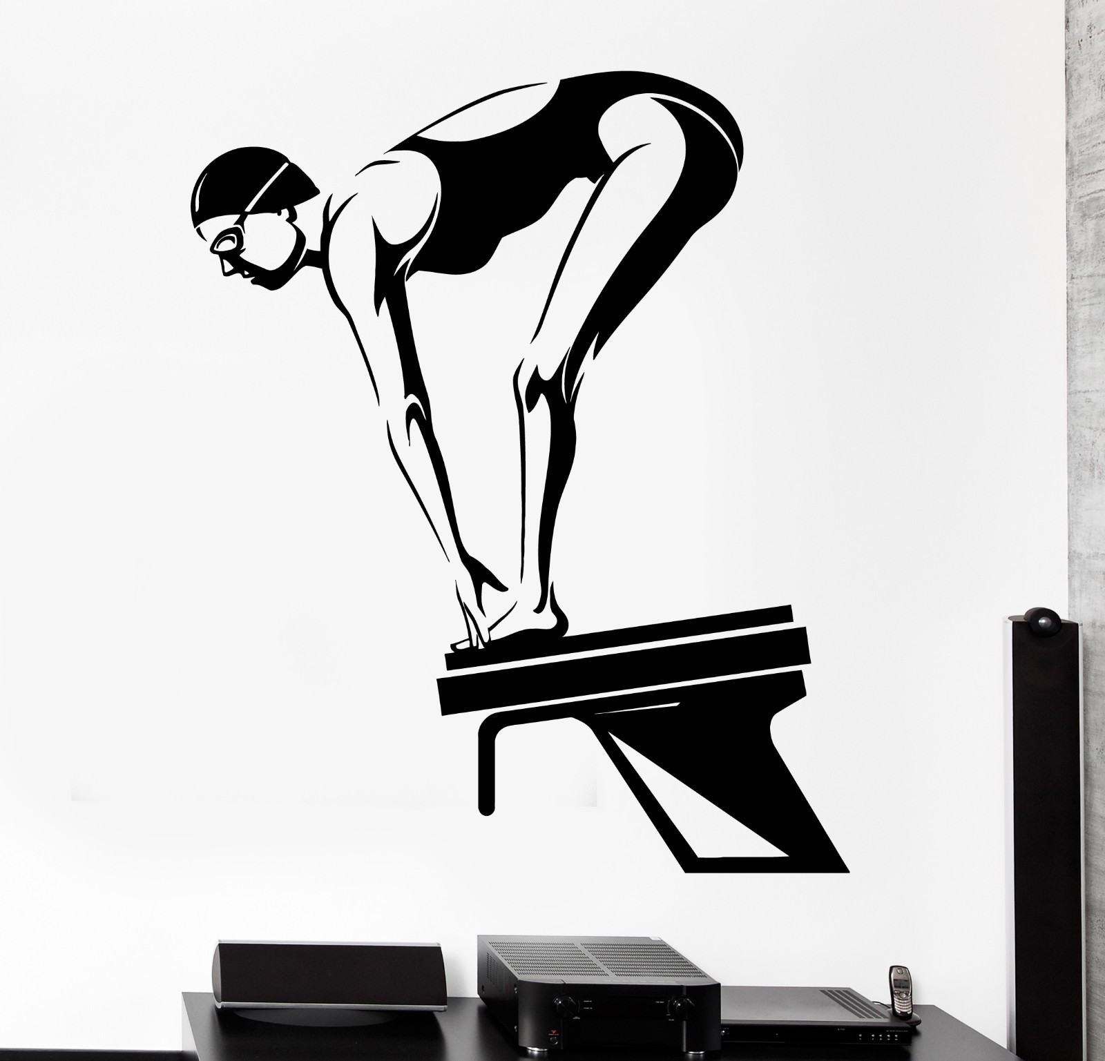 Wall Sticker Sport Swim Swimming Female Swimmer Dive Platform (z2984)