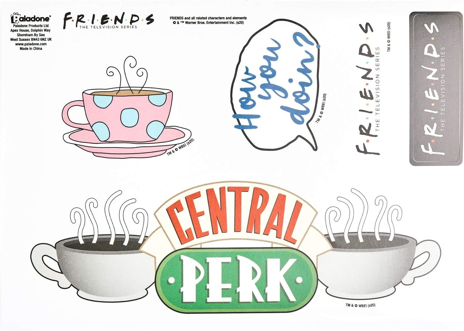 Friends Gadget Decals – 4 Sheets of Removable Waterproof Laptop Stickers
