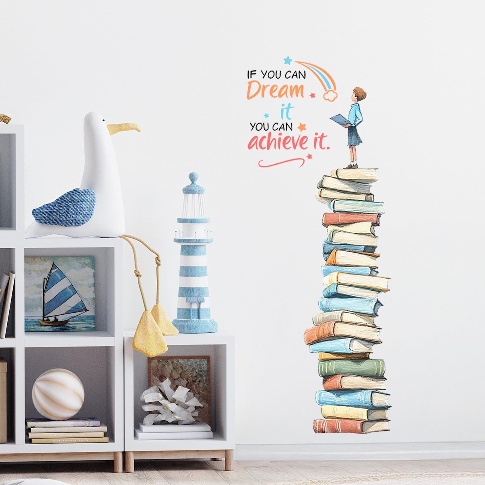 Books Educational Quote Wall Stickers,Removable Wall Decals Peel and Stick fo…
