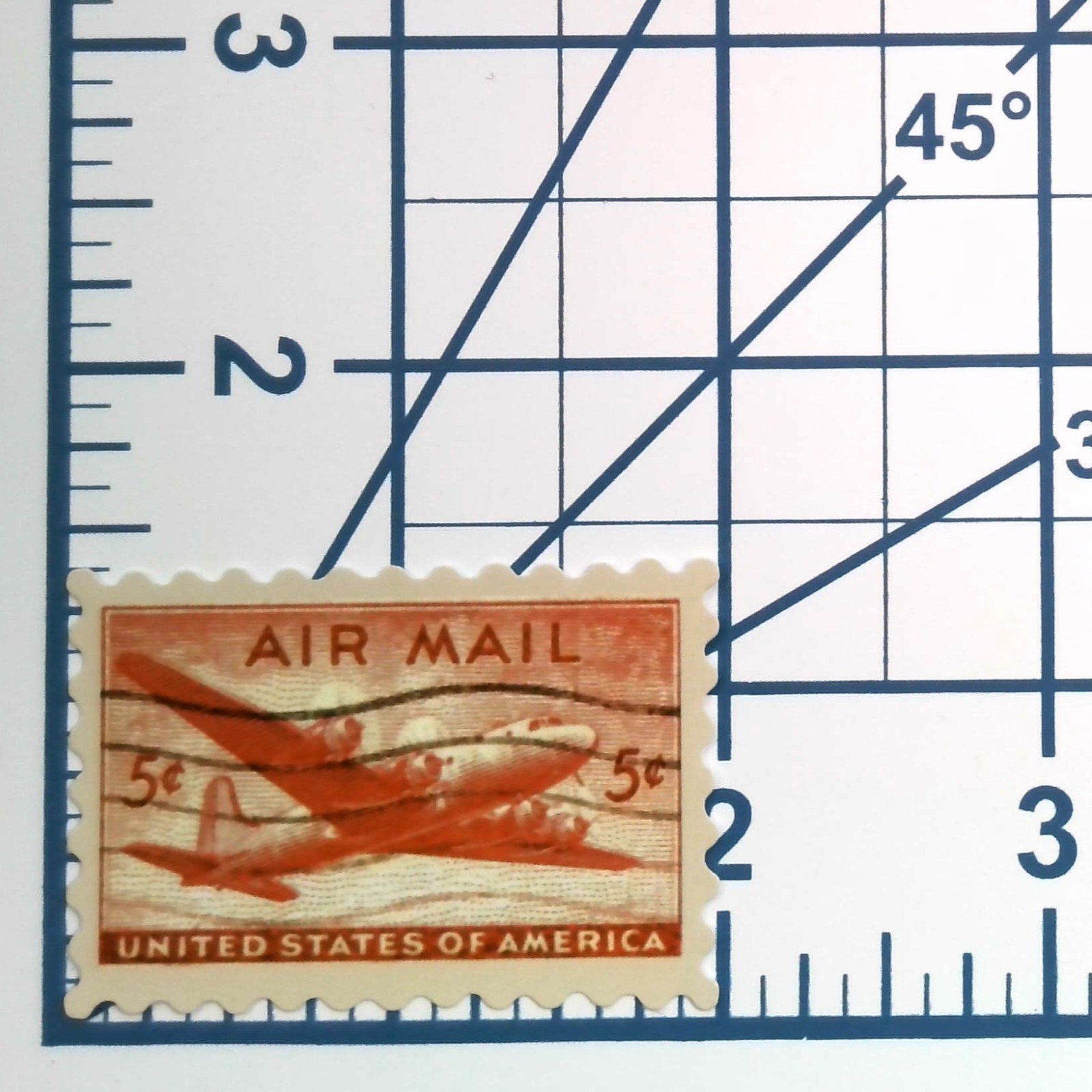 Vintage US Air Mail Postage Stamp Sticker 5 Cent Transport Plane Vinyl Decal