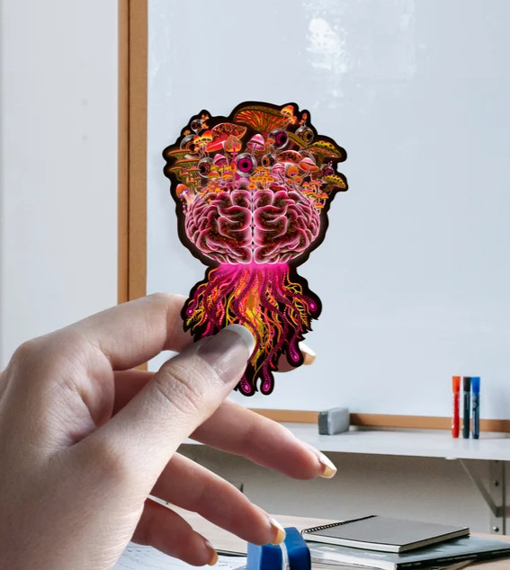 Trippy Mushroom Brain Sticker – Shroomaniac Brand – multiple sizes, High Qualtiy