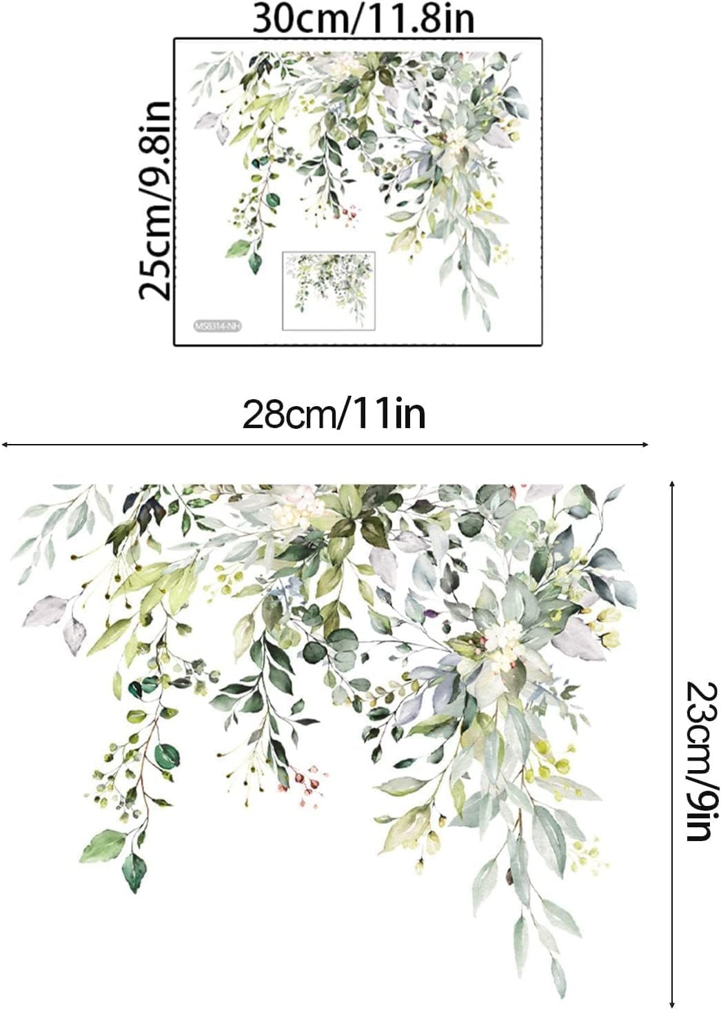Green Leaf Floral Toilet Lid Decals – Self-Adhesive, Removable, Waterproof Bathr