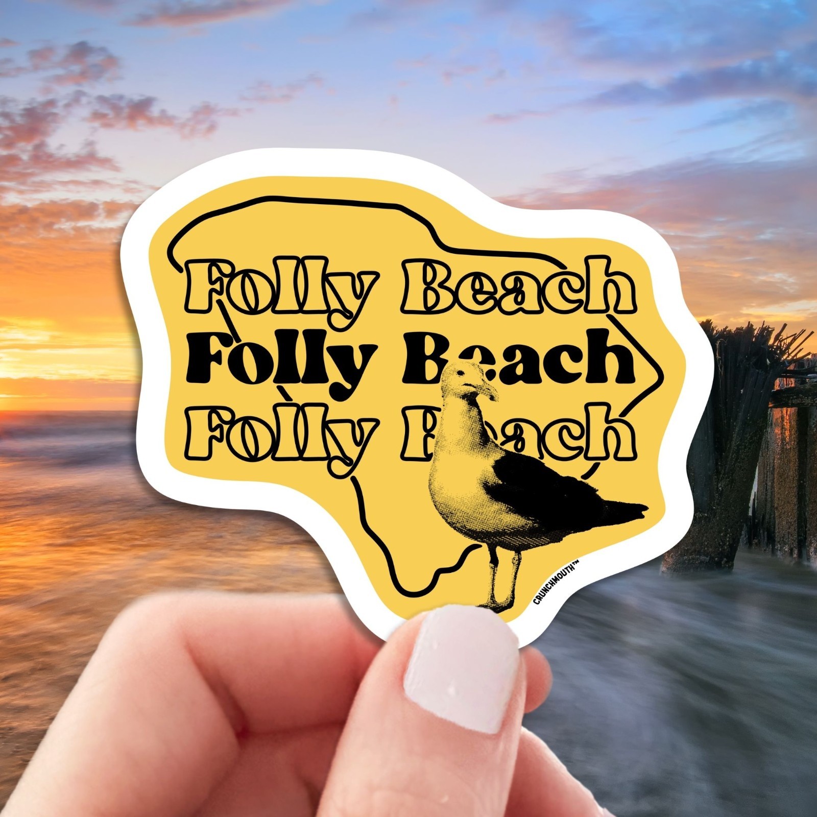 Folly Beach Travel Luggage Sticker, South Carolina Vacation Souvenir Decal