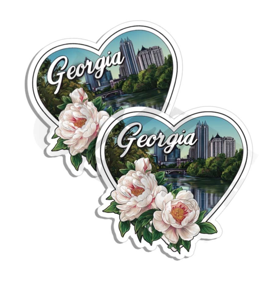 Georgia sticker vinyl decal waterfront heart shaped decals novelty laptop 2 PACK