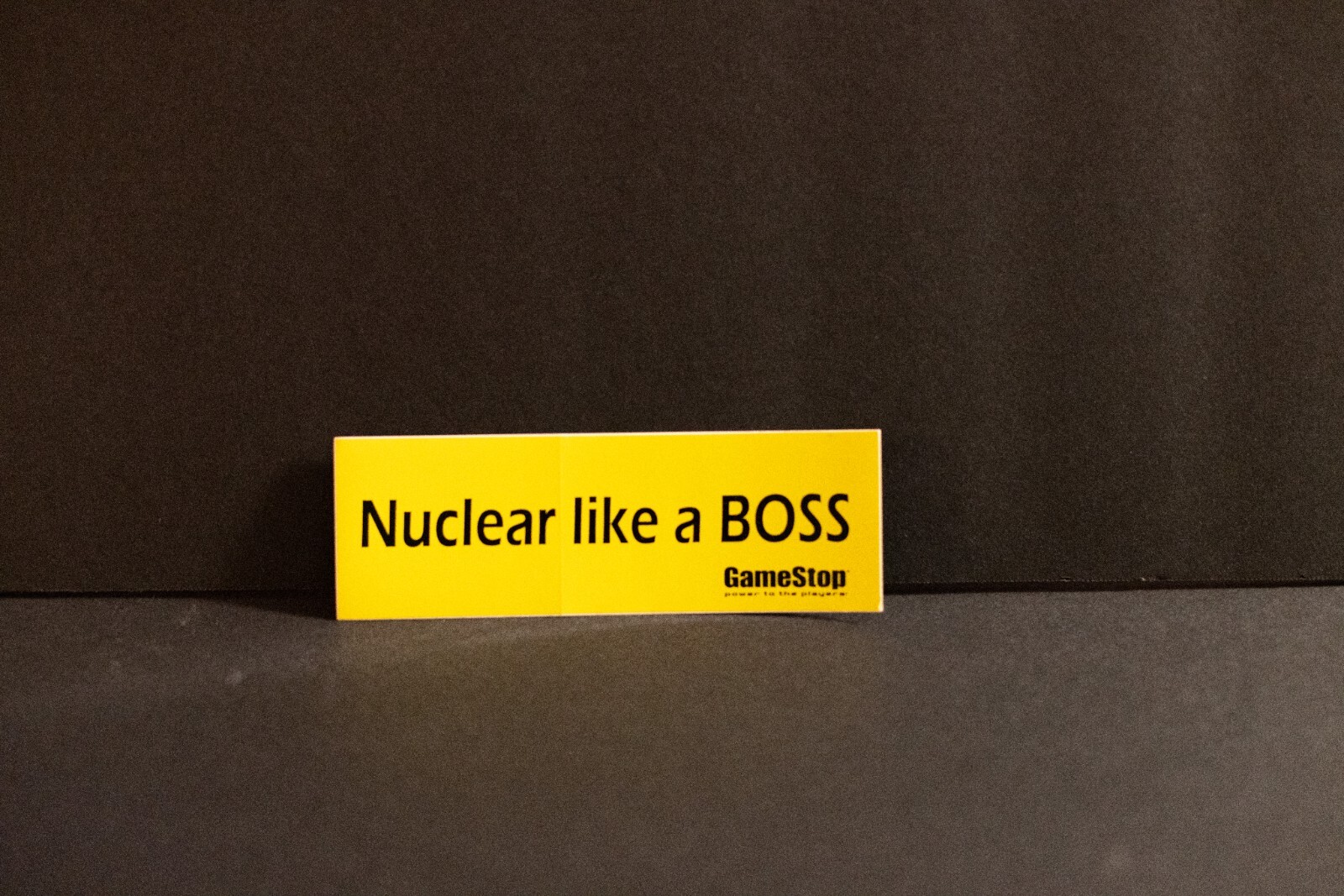 "Nuclear like a BOSS" Sticker Decal from Gamestop Yellow & Black 6" x 2" Fallout