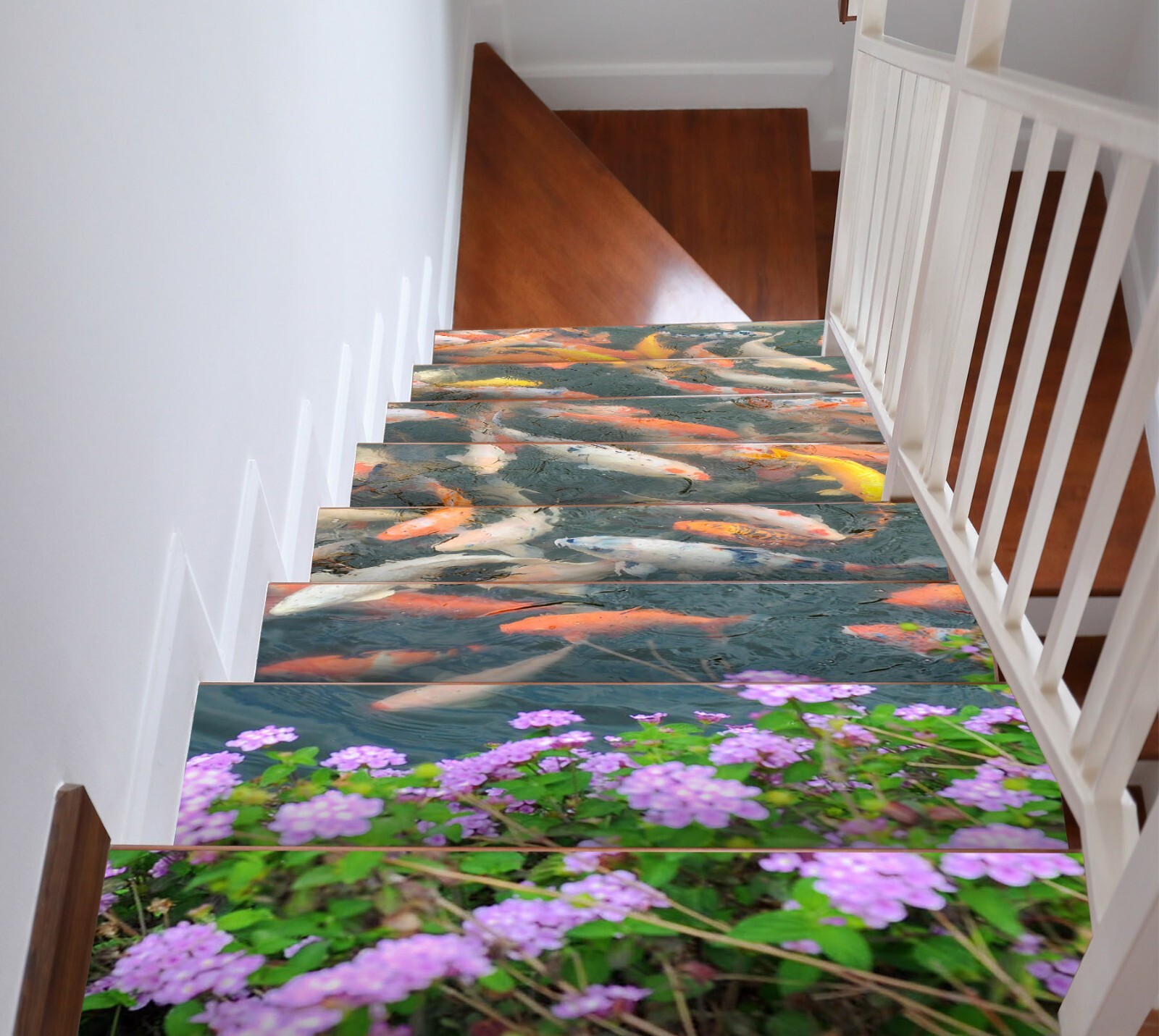 3D Purple Flowers W007 Stairs Risers Decoration Photo Mural Vinyl Wallpaper Vera