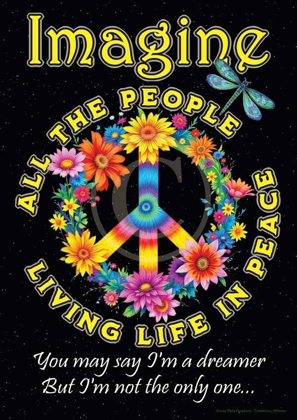 Imagine Peace Sign Sticker – Colorful Vinyl Decal 4×5.7, Weatherproof UV Print