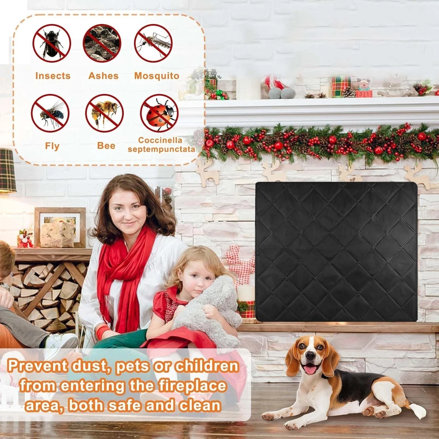 Magnetic Fireplace Cover Blanket Draft Stopper 36*32in Brick Fireplace Screen