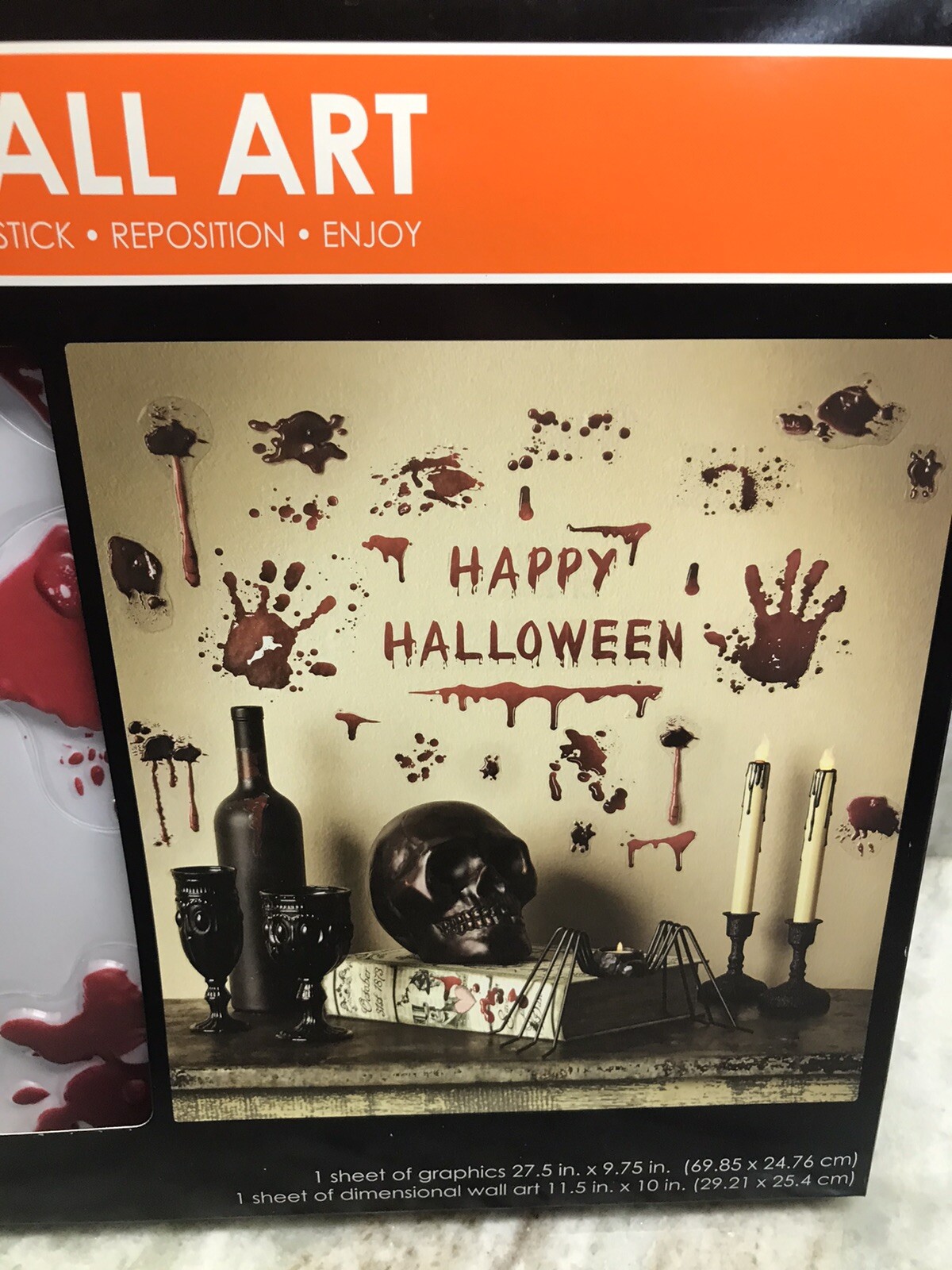 Design Happy Halloween 1 Sheet Of Wall Art 27.5×9.75 Inch Peel Stick Repo Enjoy