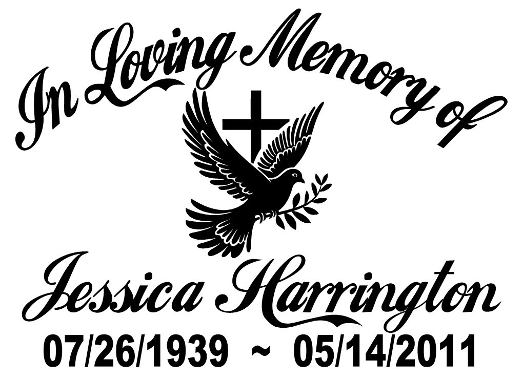 In Loving Memory Of – Dove Sticker Decal Window Cross Memorial Personalized #3