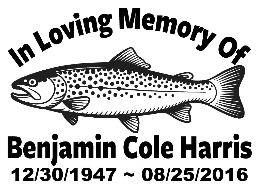 In Loving Memory – Fisherman Trout Sticker Decal Fishing Memorial Personalized |