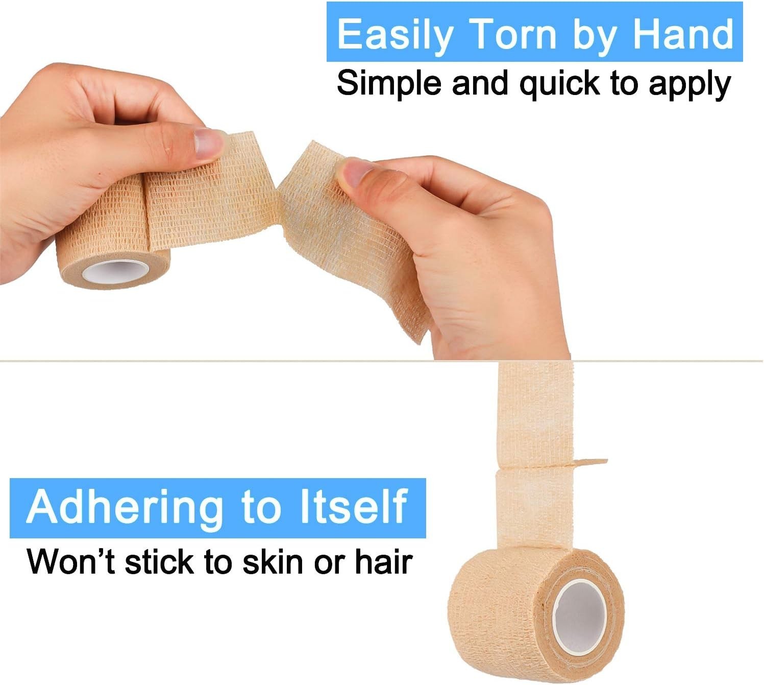12 Pack Self Adherent Cohesive Wrap Bandages 2 Inches X 5 Yards,First Aid Tape,