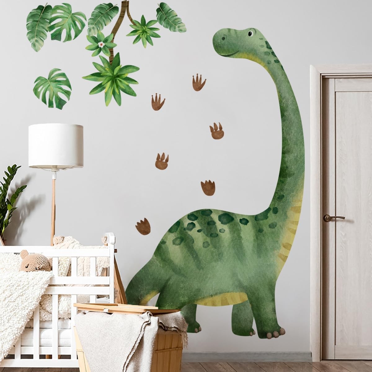 Large Dinosaur Wall Decals Watercolor Dino Footprint Neutral Wall Stickers Baby