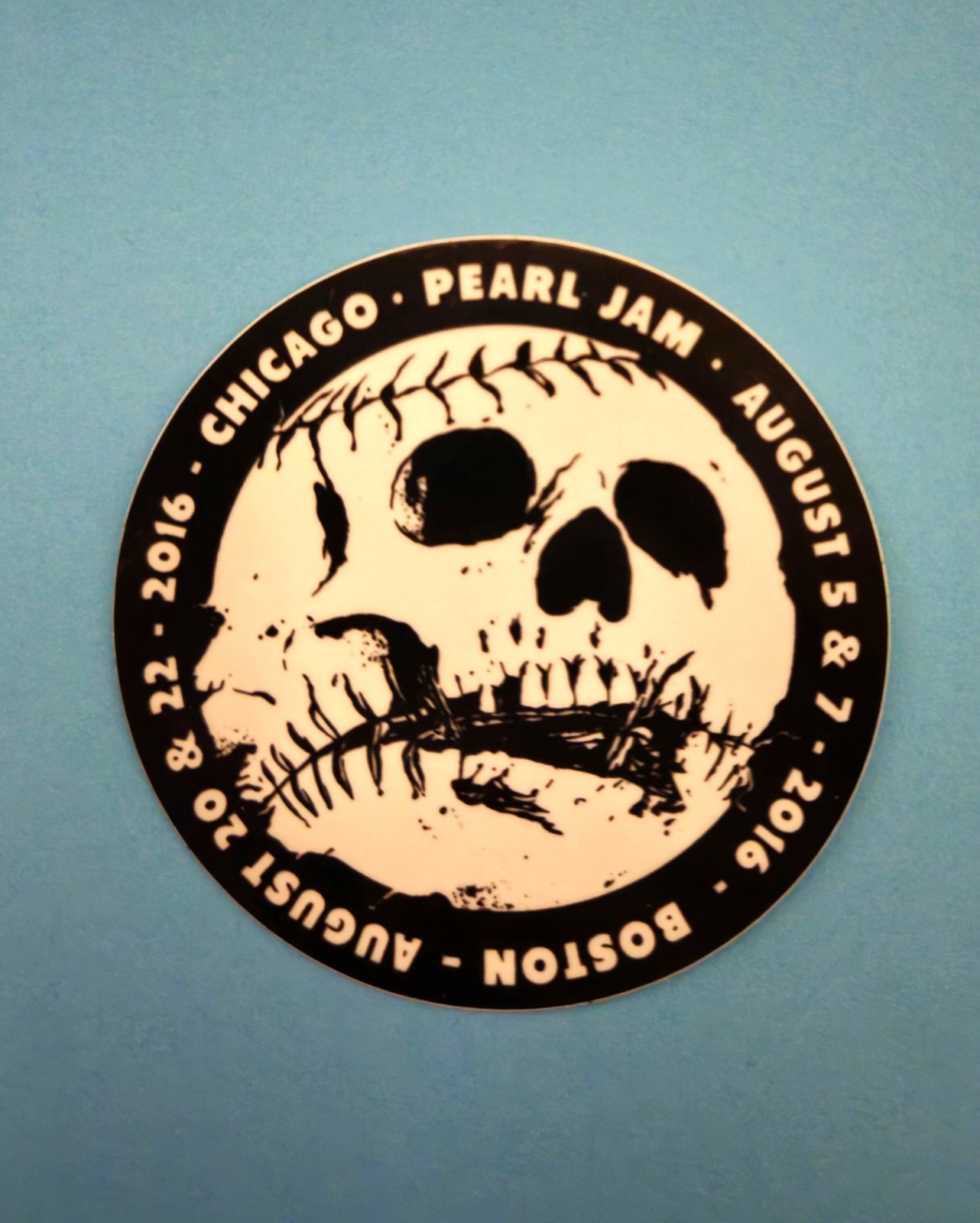 Pearl Jam Sticker Skull Baseball Boston 8/5 & 8/7 Chicago 8/20 & 8/22 2016
