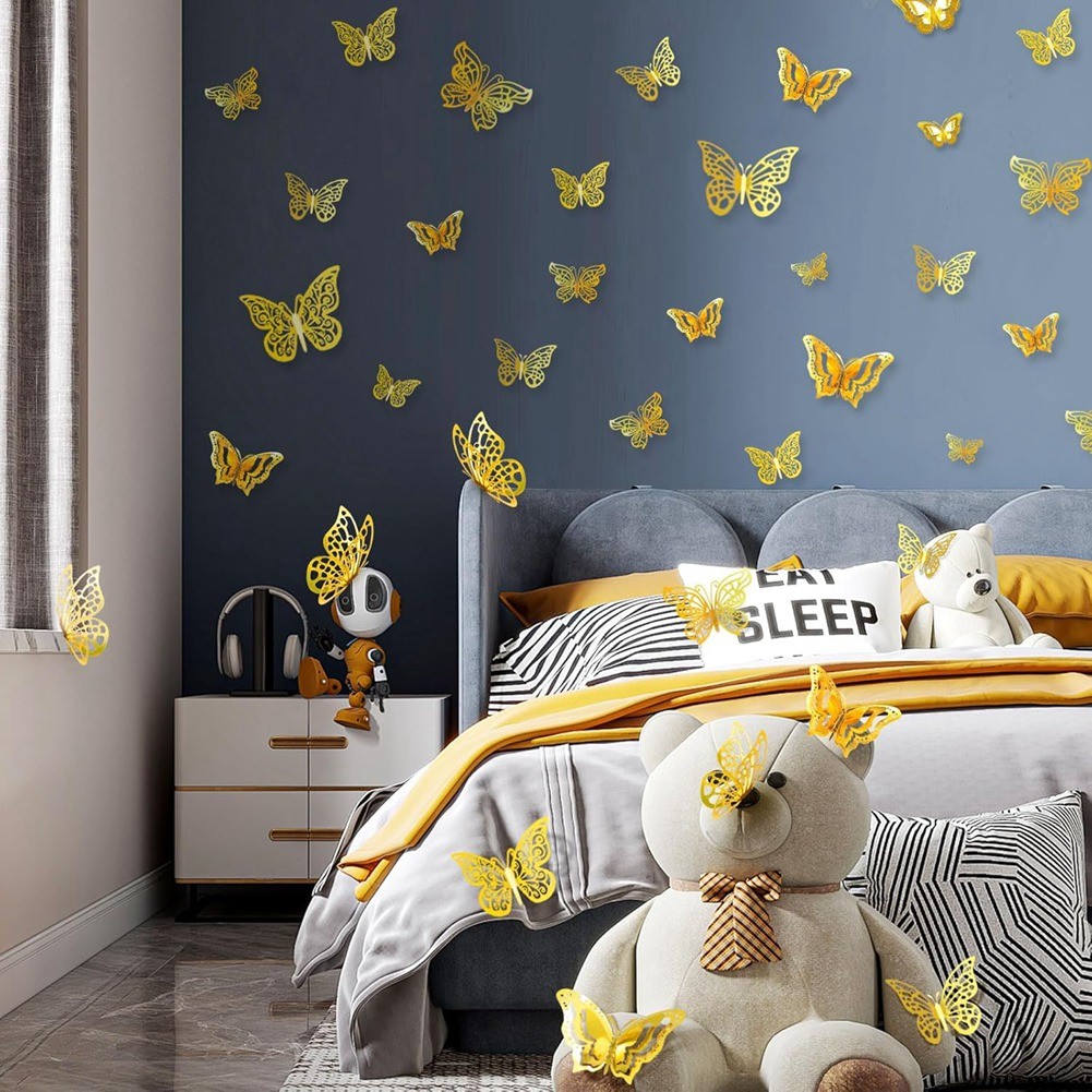 96 Pieces 3D Metallic Shaped Wall Decorations p1542