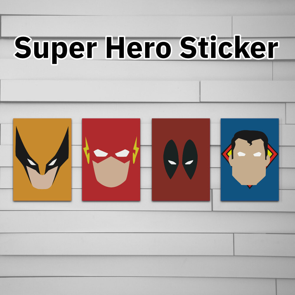 Wolverine Flash Deadpool Superman Minimalist Stickers (decal for car, window, la
