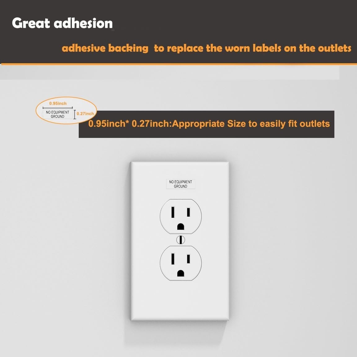 96pcs NO Equipment Ground Protected Outlet Receptacle Plates Label..