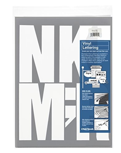 Chartpak Self-Adhesive Vinyl Capital Letters,6 Inches High,White, 38/Pack(01190)